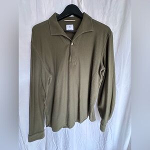 G. Inglese x No Man Walks Alone - Olive Long Sleeve Polo Shirt - mid weight